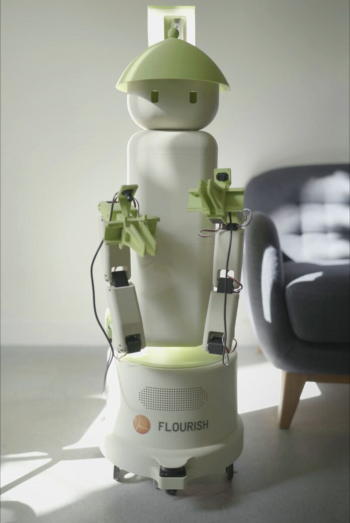Flourish 1 home robot standing in a living room